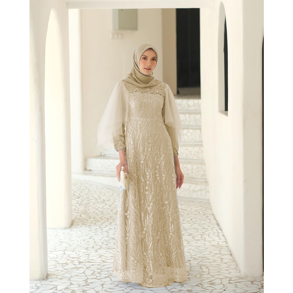 Gamis Brukat Modern Terbaru, Gamis Remaja Dress Wanita Dress Kondangan Lamaran Wisuda Lebaran 2022-6