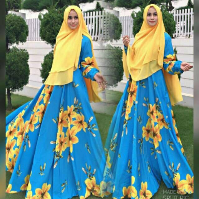 gamis syari HIJABIAH VENICE in BLUE DAFFODIL