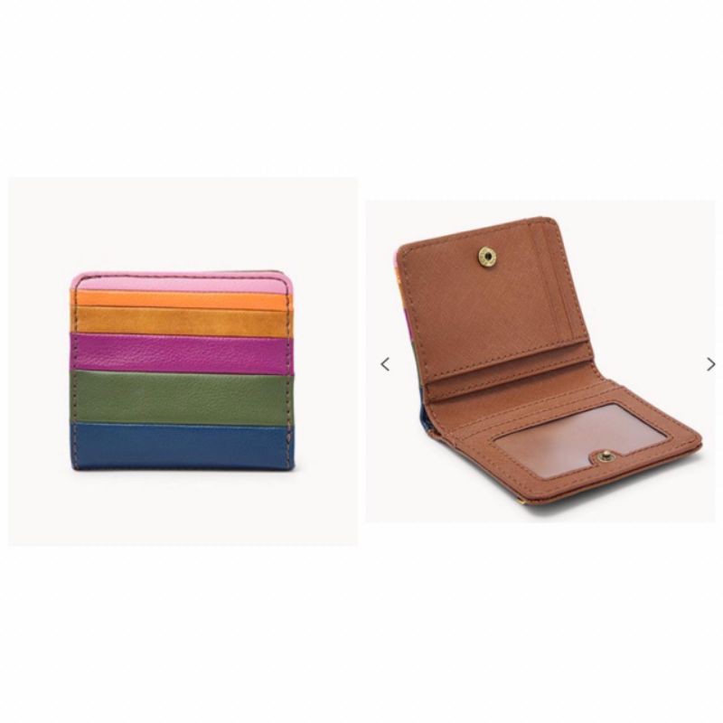 dompet fossil madison bifold stripe navy multi