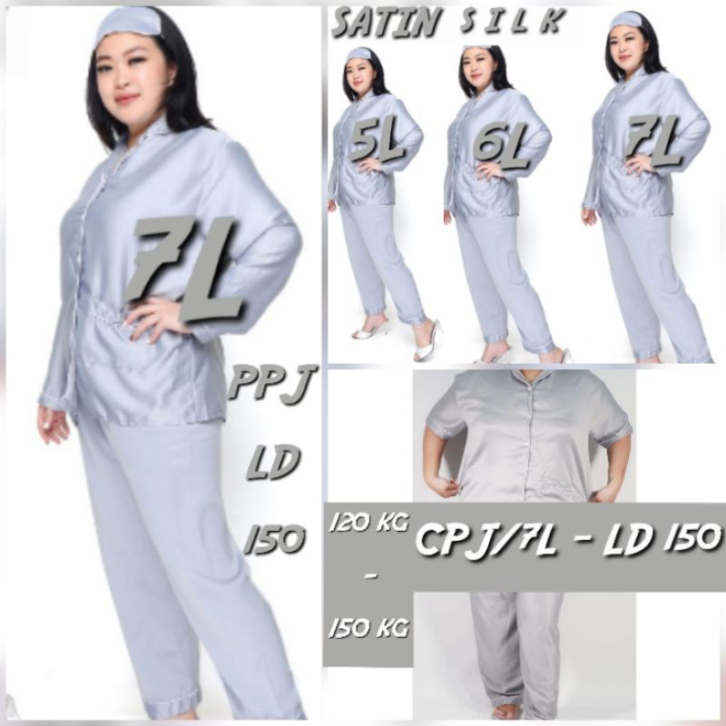 Baju tidur jumbo LD 150/piyama set celana satin polos