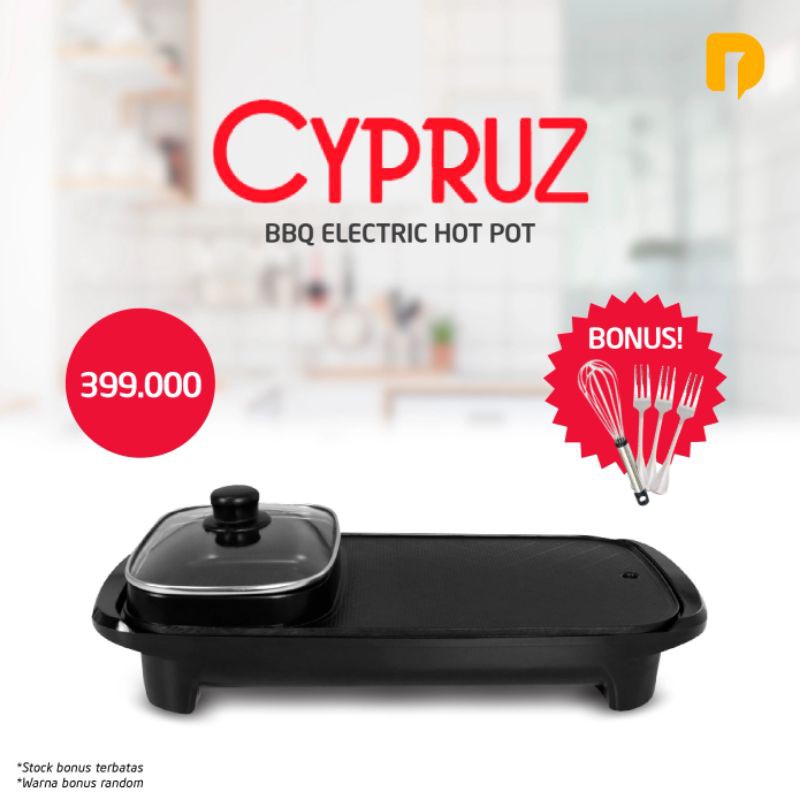 DUSDUSAN Cypruz BBQ Electric Hot Pot Pemanggang eletrik ala kore