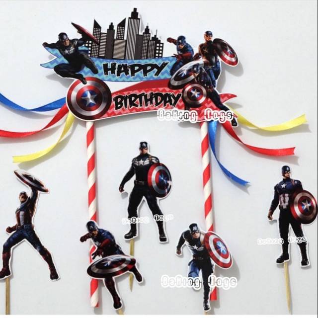 Topper Cake Birthday Captain America