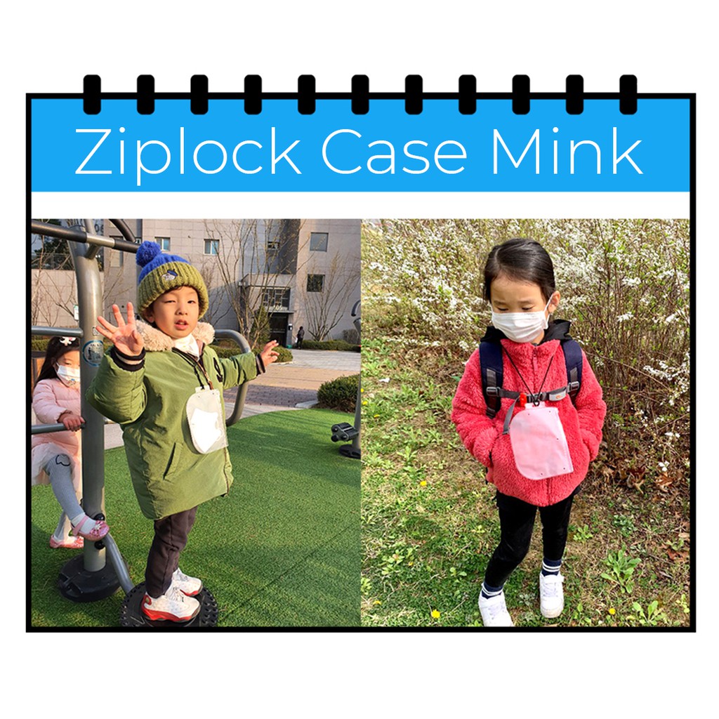 Ziplock Case Wadah Serbaguna Masker HP Kartu Kalung Leher Gantung (MINK)