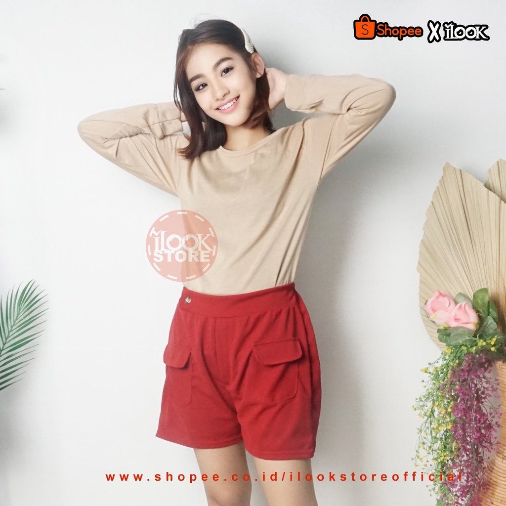 ilook | Moji Pant | Celana Pendek Moji | Celana Pendek Wanita | Celana Korean Style Bahan Crepe