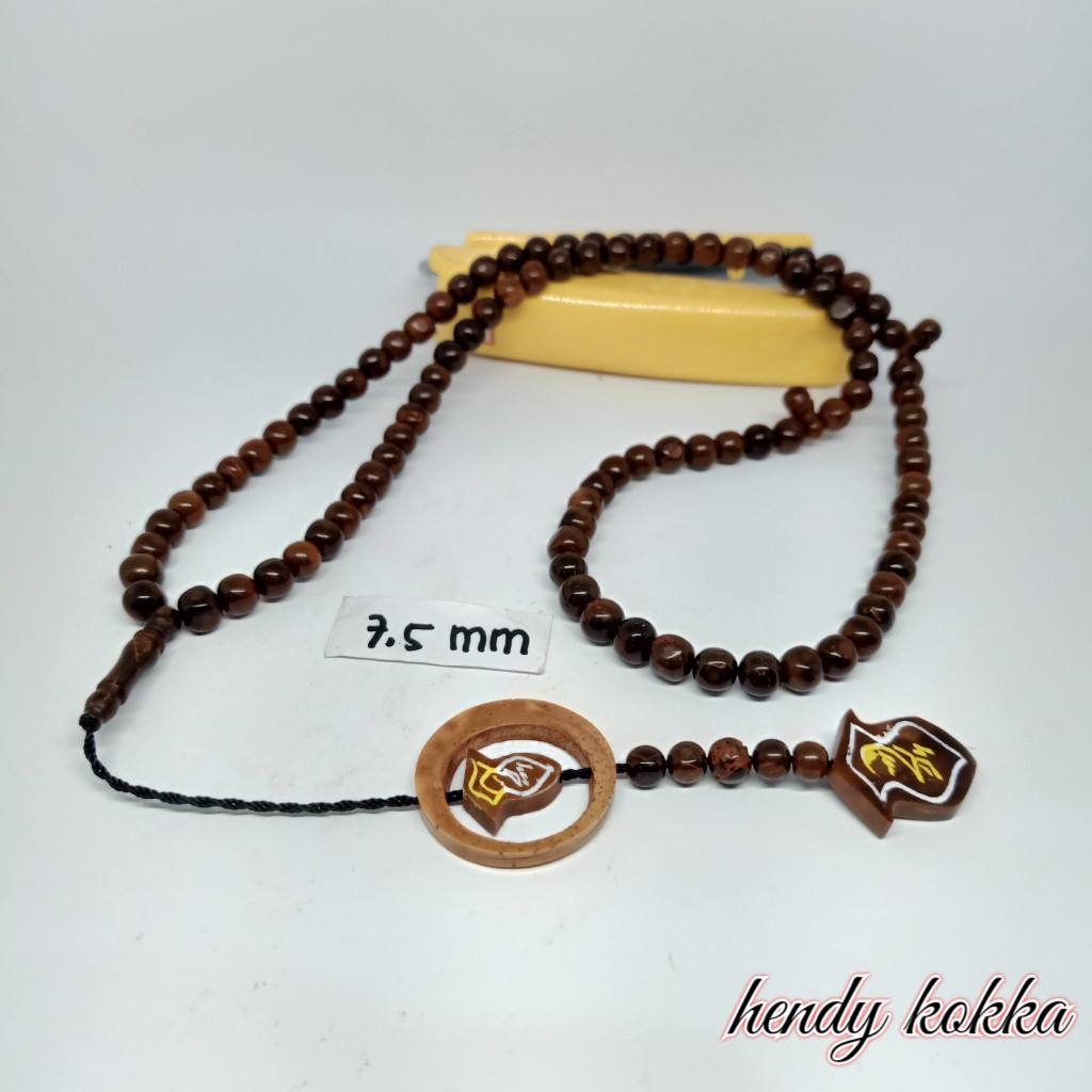 Tasbih Kokka kaukah 99 bulat double terompah coklat 7 mm