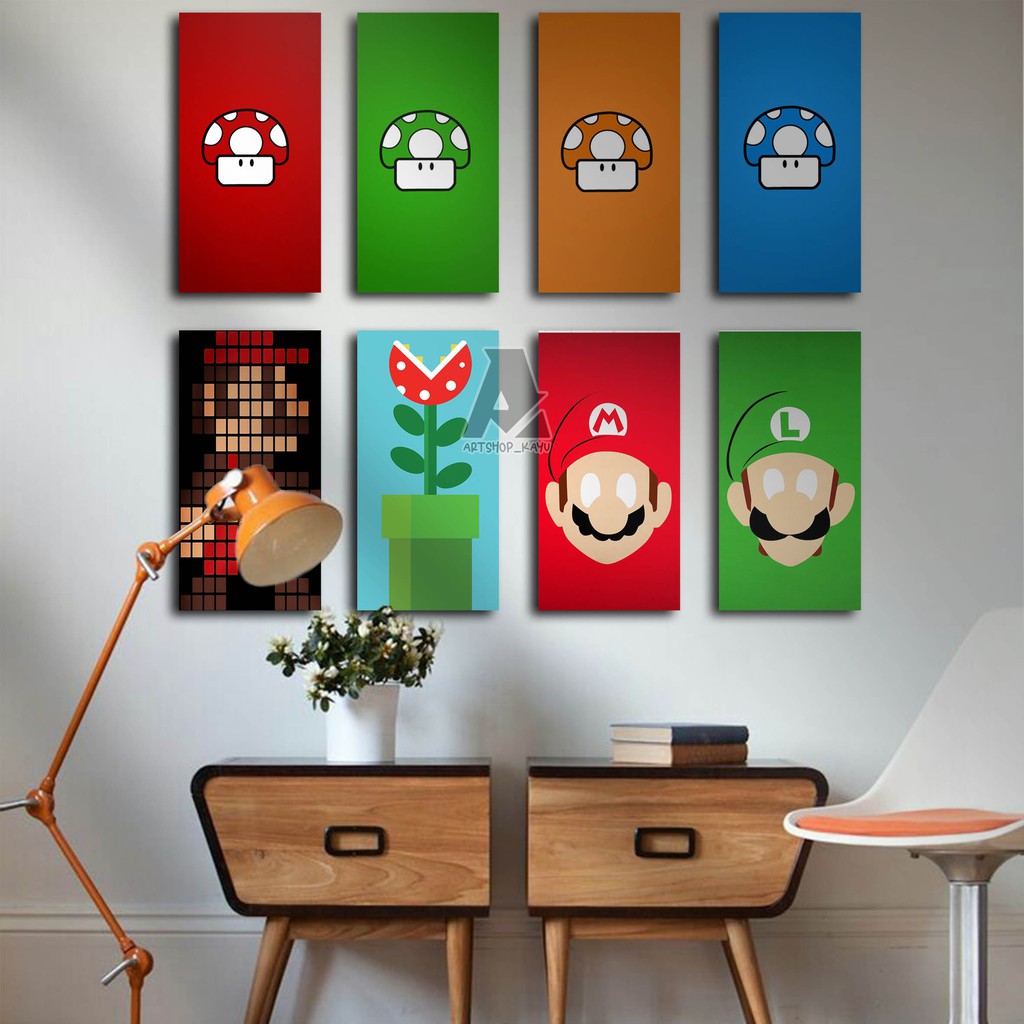 SUPER MARIO Hiasan dinding Hiasan Kamar Poster Kayu Pajangan Rumah/ dekorasi dinding / Walldecor