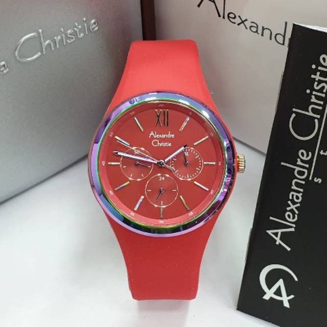 JAM TANGAN WANITA ALEXANDRE CHRISTIE AC 2773 RED ORIGINAL