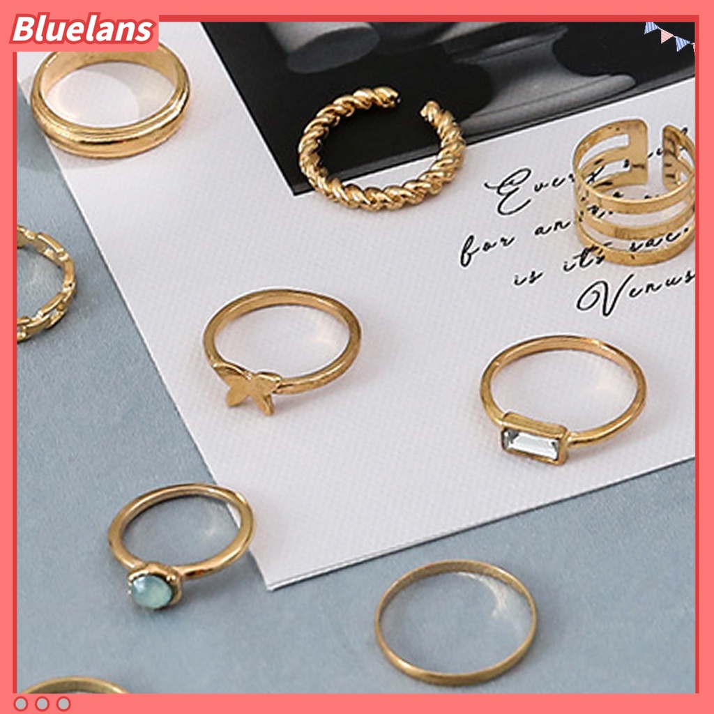 14pcs Cincin Knuckle Electroplating Stackable Bentuk Hati Untuk Unisex