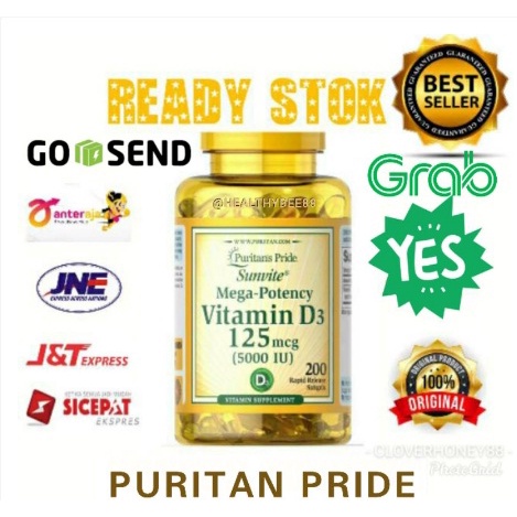 VITAMIN D3 5000 IU (125mcg) PURITAN’S PRIDE MEGA-POTENCY 200 SOFTGEL ORIGINAL USA