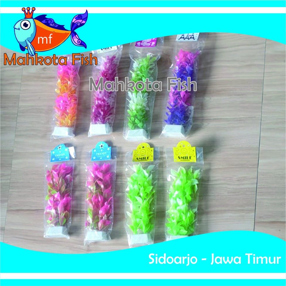 Hiasan Aquarium TANAMAN 20cm (CAMPUR) | Bunga Plastik Aquarium | Bunga Hiasan Aquarium | Tanaman Hias Aquarium