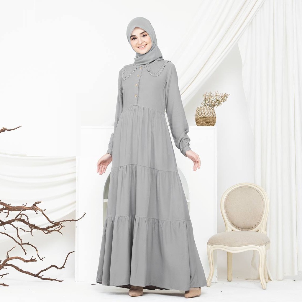 NEW ARRIVAL 2022 /  BAJU GAMIS WANITA RAUNA RGD 28 GREY / BAJU GAMIS RAUNA PROMO TERBARU / PROMO BAJ