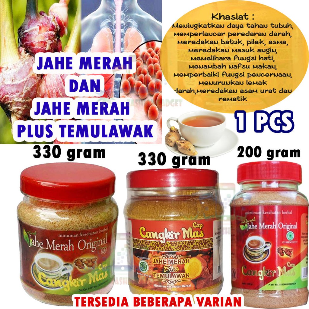 JAHE MERAH PLUS TEMULAWAK ORIGINAL Minuman Bubuk Herbal JAHE MERAH Minuman Kesehatan Cap Cangkir Mas