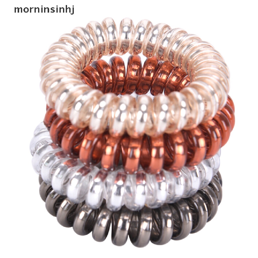 Mornin 1pc / 5pcs Ikat Rambut Spiral Elastis Untuk Wanita