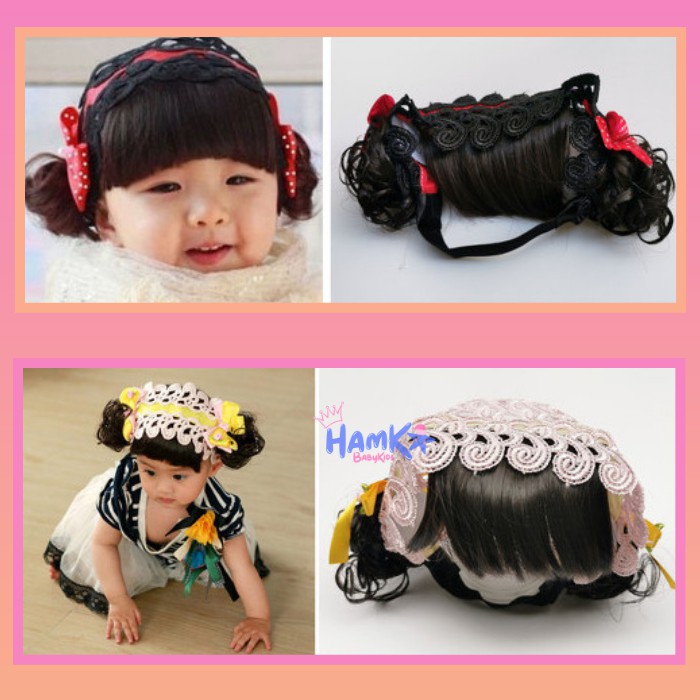 Bandana Bando Wig Aksesoris Bondu Topi Bayi Rambut Poni Kepang Palsu Anak Bayi Baby Balita Perempuan