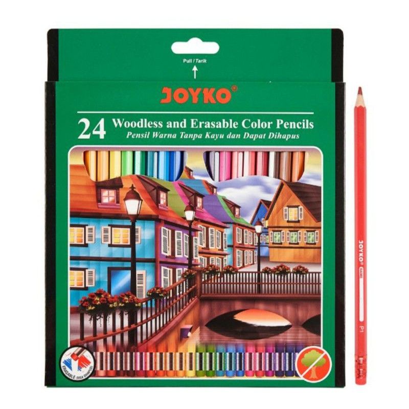 

pensil warna 24 warna bisa dihapus JOYKO CP-115/color pencil/woodless and erasable color