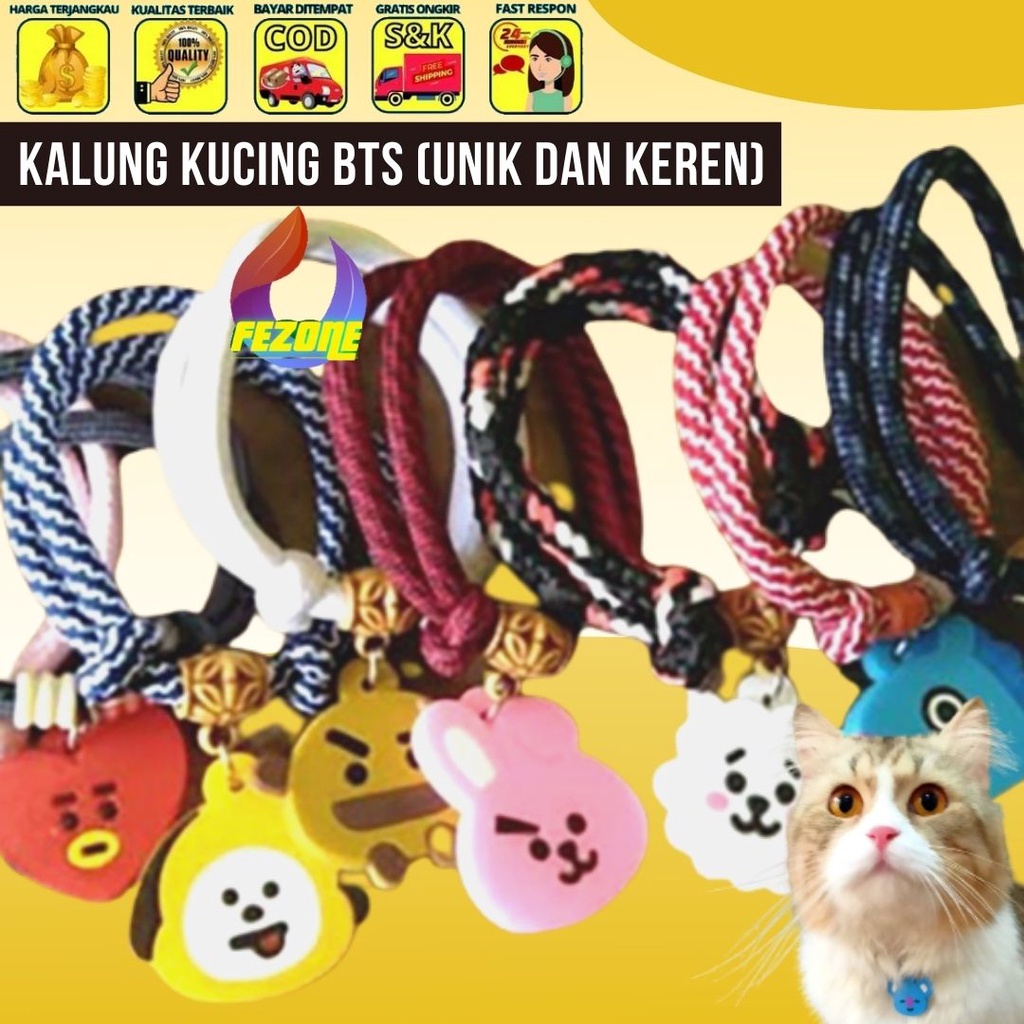 Kalung Kucing Lucu Boneka Motif BTS Kualitas Premium / Aksesoris Kucing Kalung Lucu FEZONE