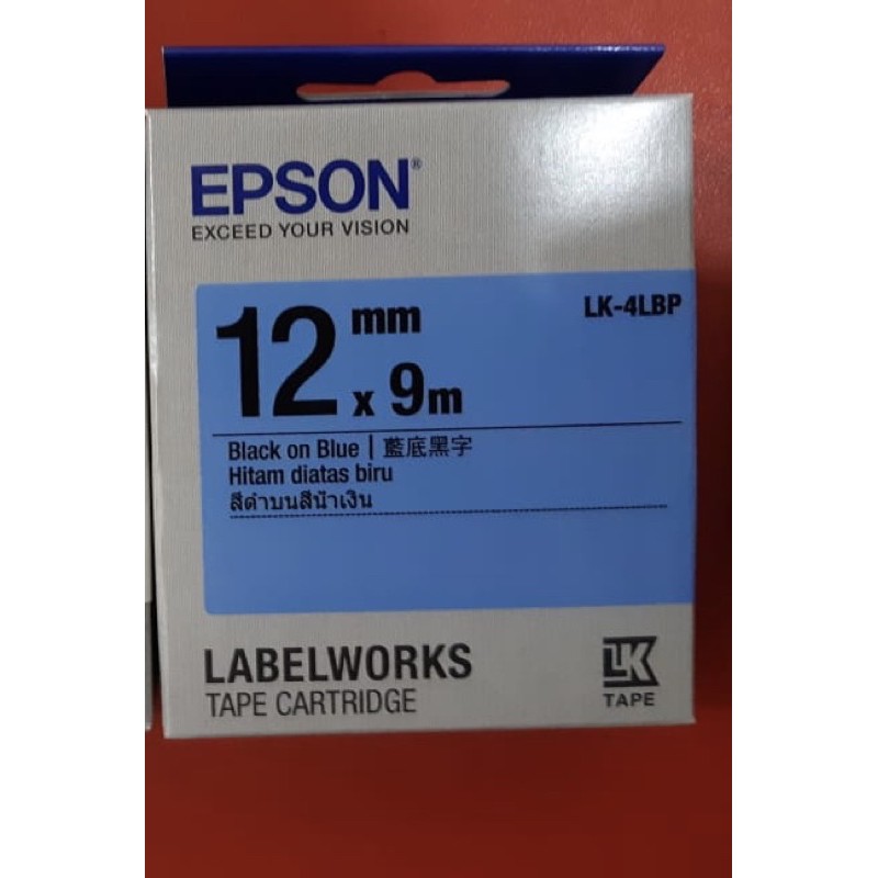 

epson label tape 12mm black on blue