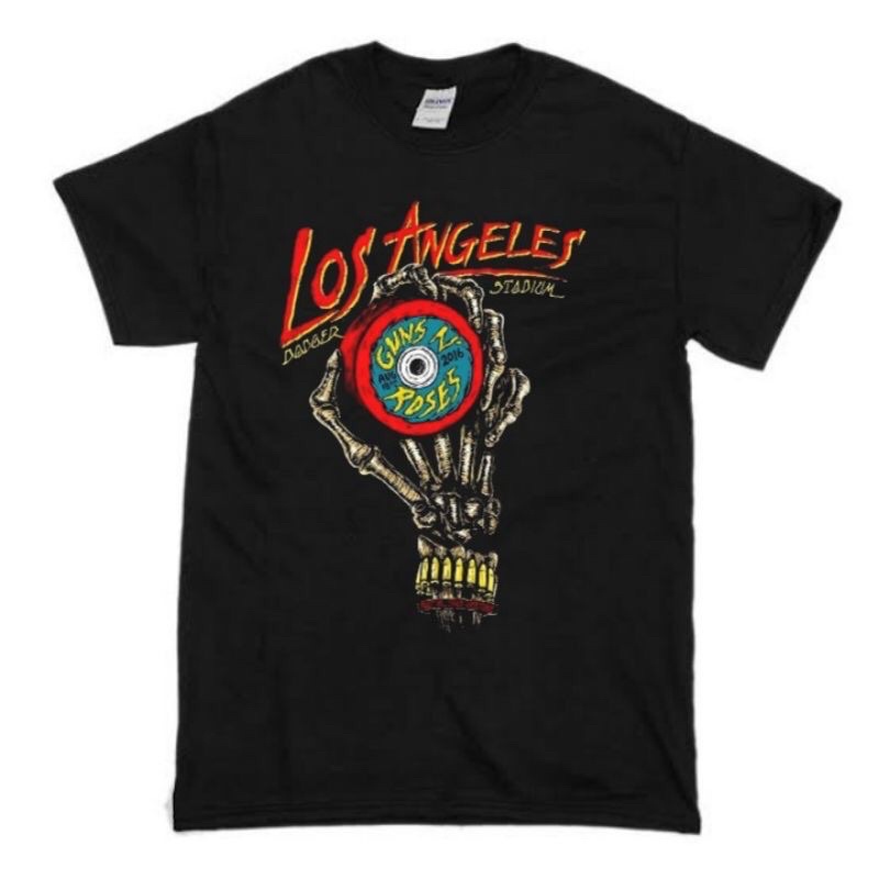 KAOS BAND GUNS N ROSES “TOUR LOS ANGELES” | T-SHIRT GUNS N ROSES TOUR LA | BAJU BAND GNR PRIA HITAM 