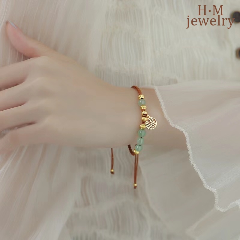 Gelang Tangan Manik-Manik Batu Jade Hetian Mewah Ringan Untuk Wanita