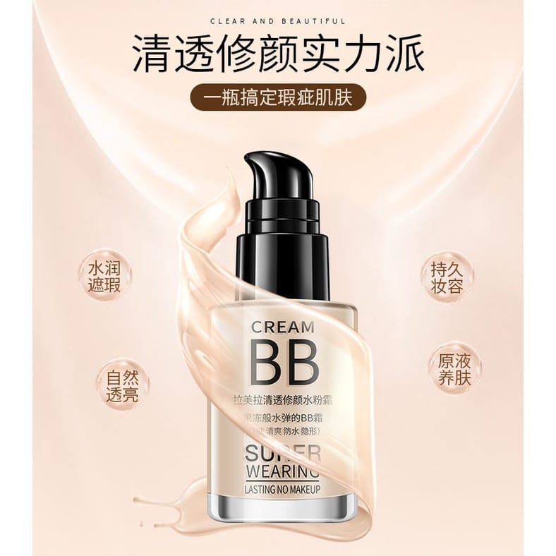 Lameila 1001 BB Cream Super Wearing Lasting Foundation Cair Korean Make Up Original Waterproof Face Base