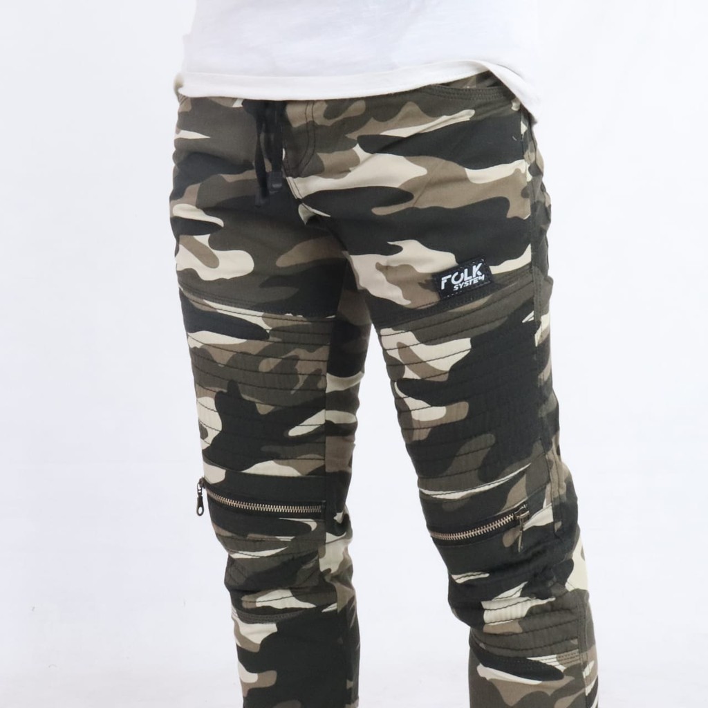 Celana Panjang Joger Jogger Sepeda Casual Ziper Army Original