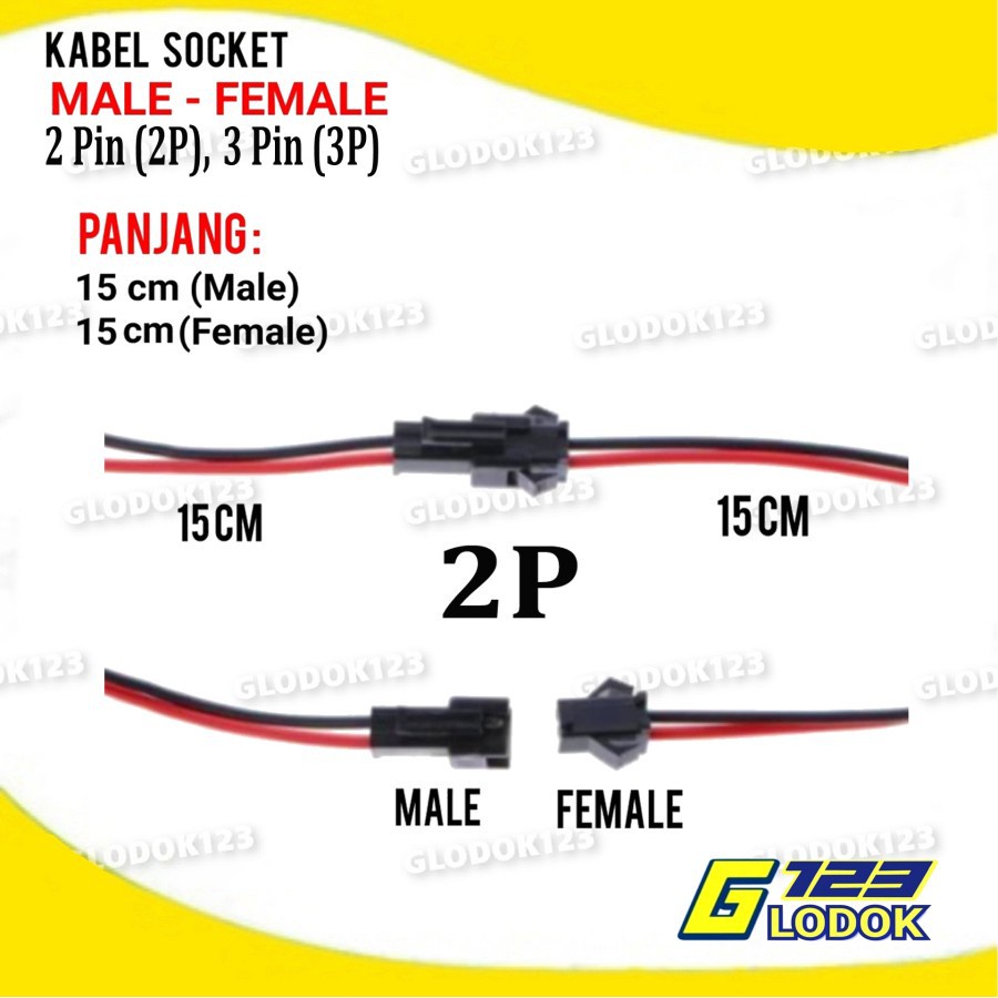 Kabel Soket Konektor Socket Male Female LED Strip DC JST SM 2 3 4 Pin