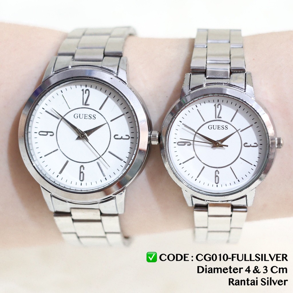 Jam tangan couple GUESS pria wanita sepasang rantai grosir ecer murah import FREE BATERAI CG010