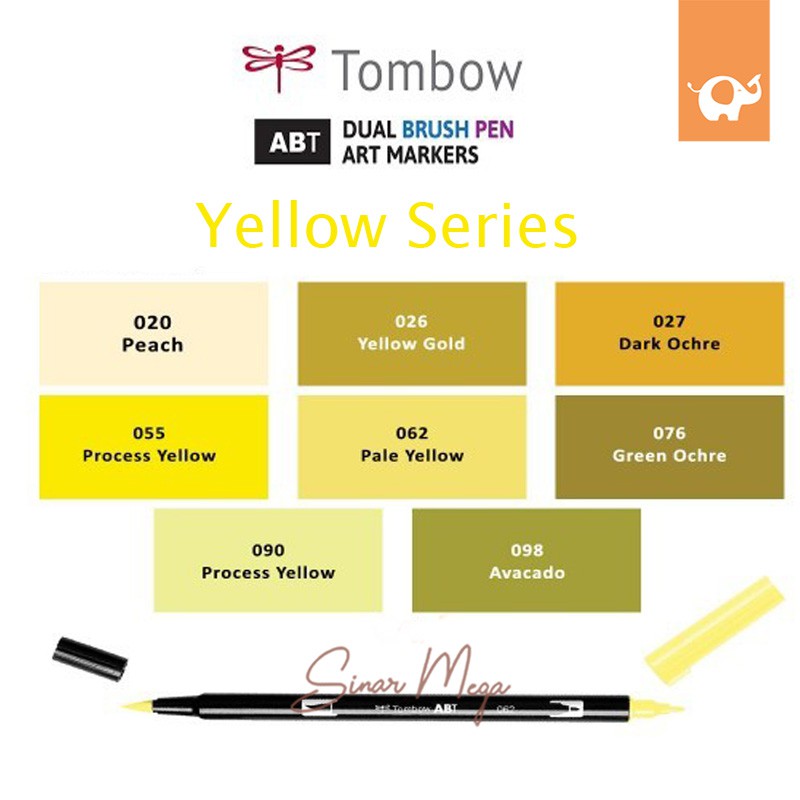 Jual Tombow Dual Brush Pen ABT Yellow Series / Tombow Spidol Dengan Dua ...