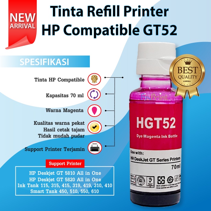 Tita Refill Compatible GT51 GT52 Printer GT5810 GT5820 115 315 319 415 419 SmartTank 450 510 550 610