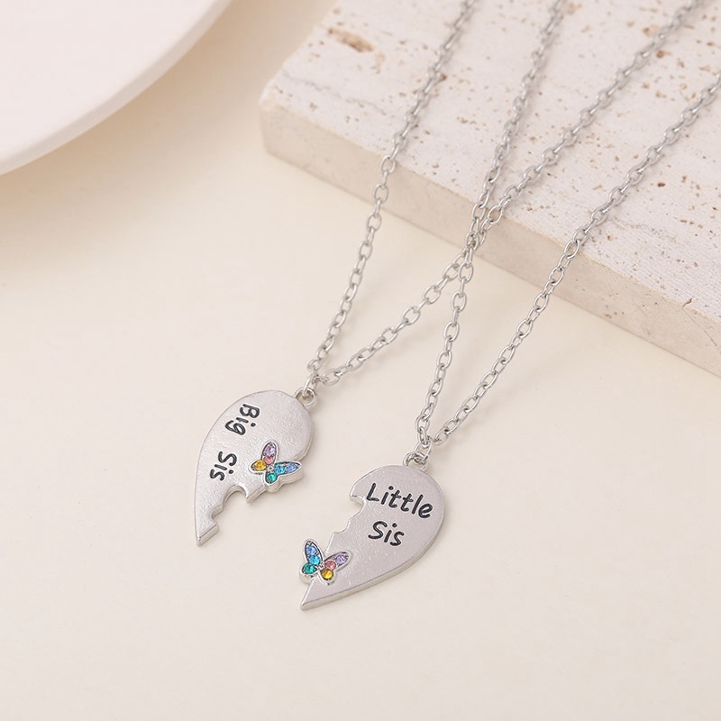 2 Pcs Kalung Rantai Choker Dengan Liontin Best Friend Untuk Wanita