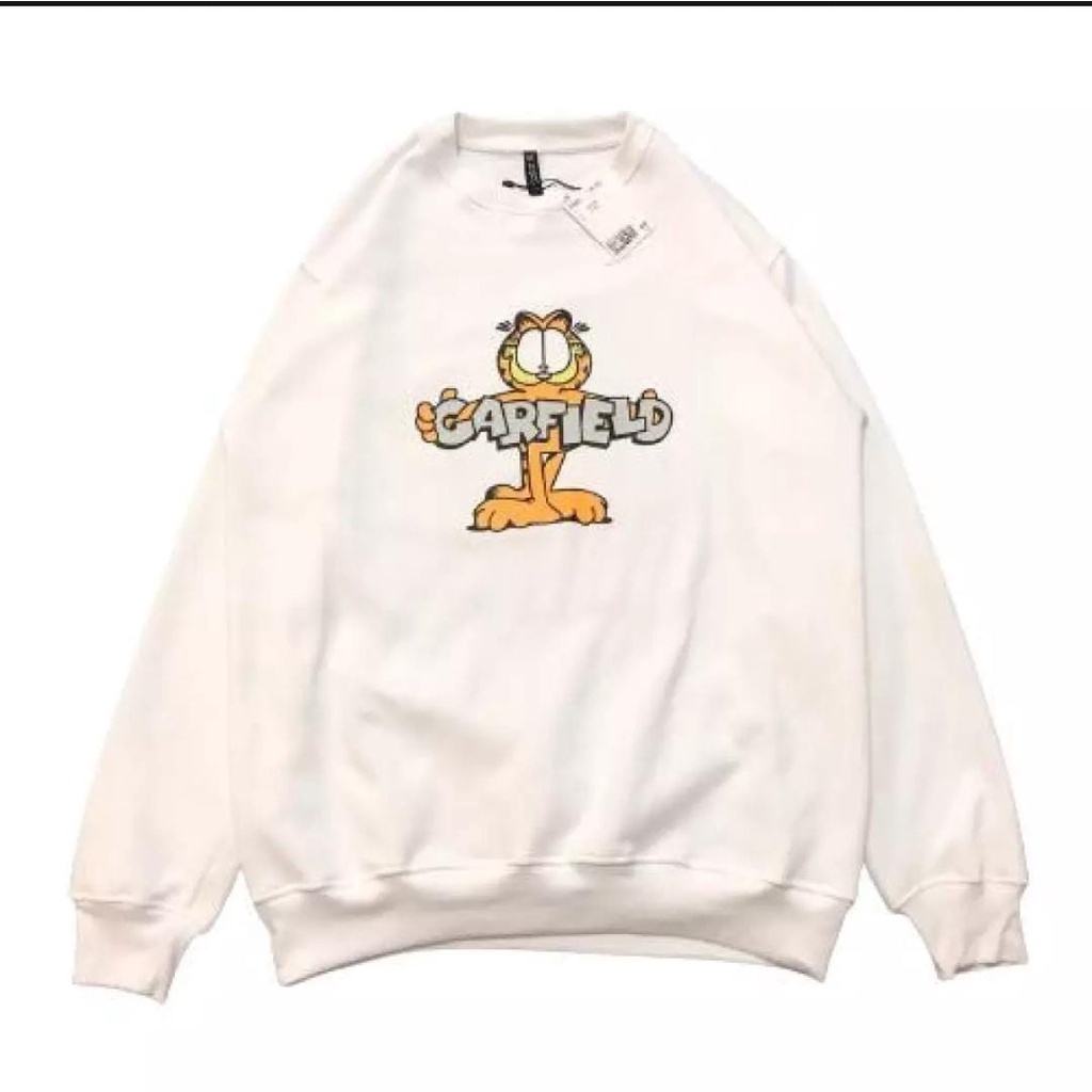 Sweater Hoodie Crewneck Pria Dan Wanita-Cruneck Nasa H*M Garfield Original Distro Abu Premium Pul Lebel Termurah