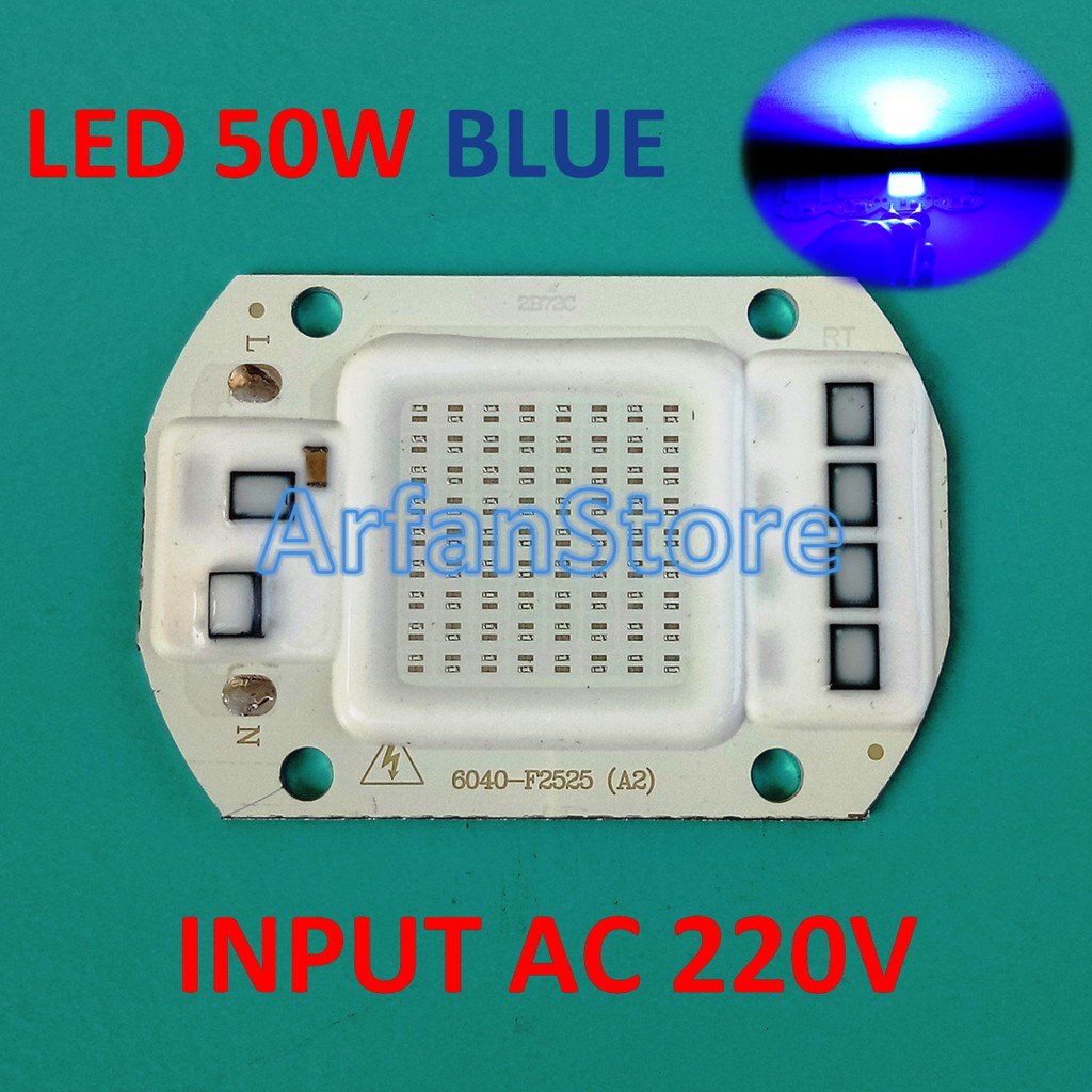 HPL 50W Blue AC 220V Lampu Led COB Biru Driverless High Power Chip