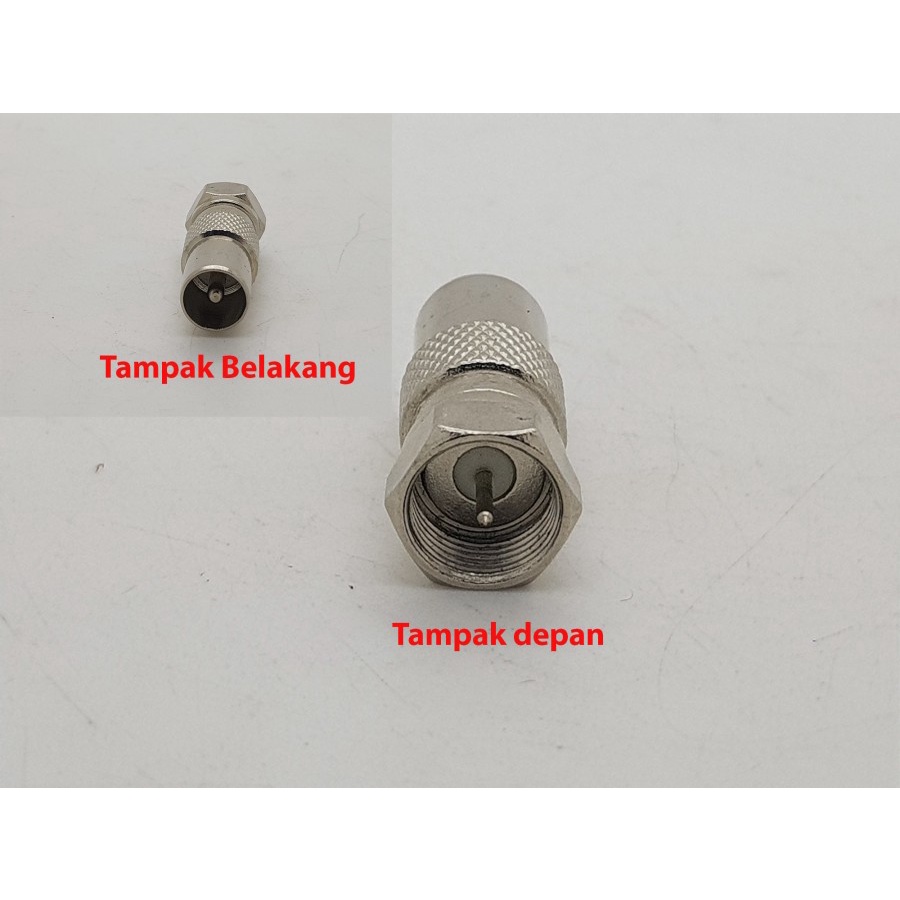 Konektor Jack Antena TV Digital Cowok Male Drat to Male PAL Televisi STB Jek Connector Antenna Adapter Anten Adaptor Set Top Box