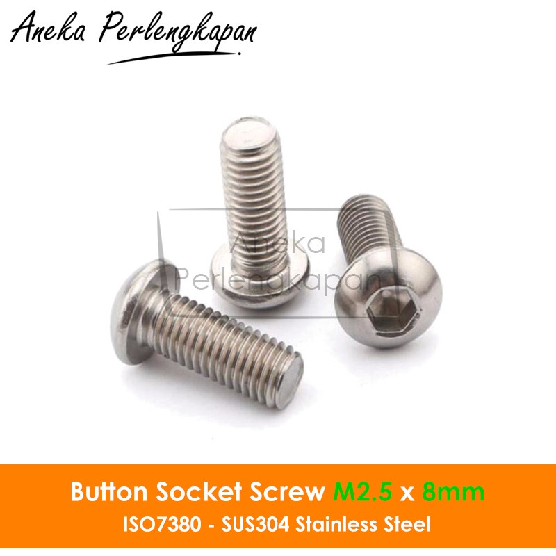 M3 x 20mm with hex nuts Stainless Steel Button Head Screws Metric ISO7380