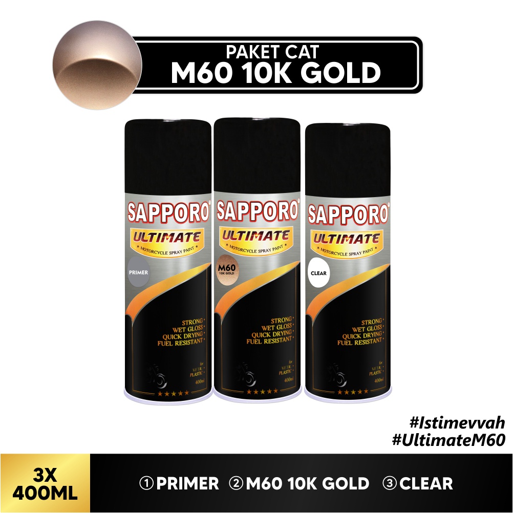 Paket Cat M60 10K Gold / Sapporo Ultimate / Cat Spray Semprot Aerosol Terbaik