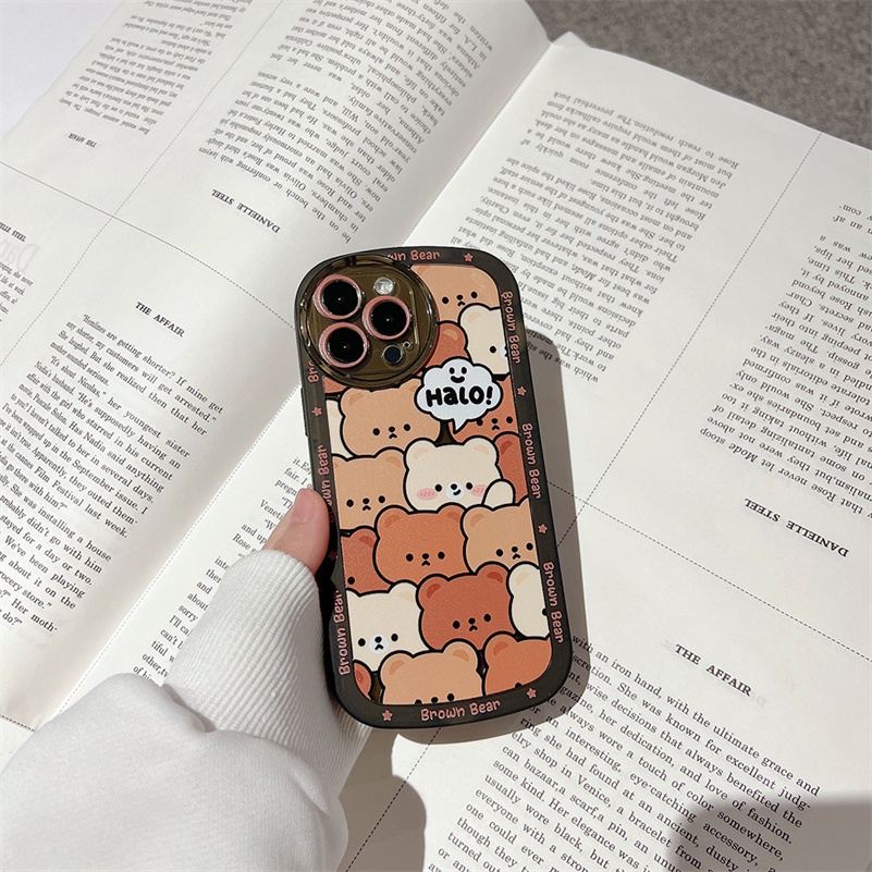 Soft Case Pelindung Bumper Tebal Motif Kartun Beruang Untuk iPhone 13 12 11 Pro Max Xr X Xs Max 7 8 6 6s Plus SE 2020