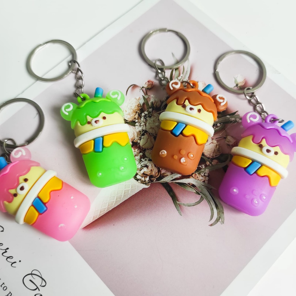 GANTUNGAN KUNCI BOBA BERUANG MILK TEA KEYCHAIN KEYRING BUBBLE GANCI