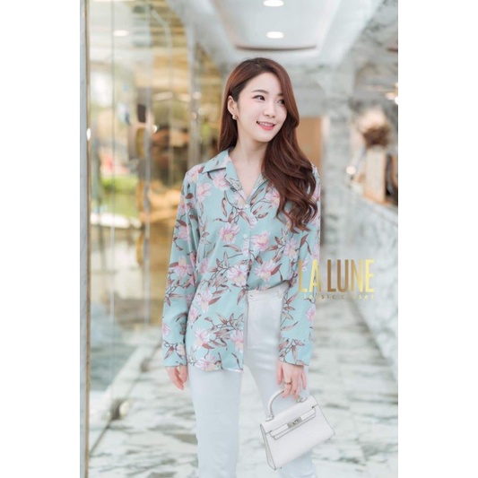 KEMEJA LALUNE FLOWERS FASHION WANITA 100% ORIGINAL IMPORT BANGKOK