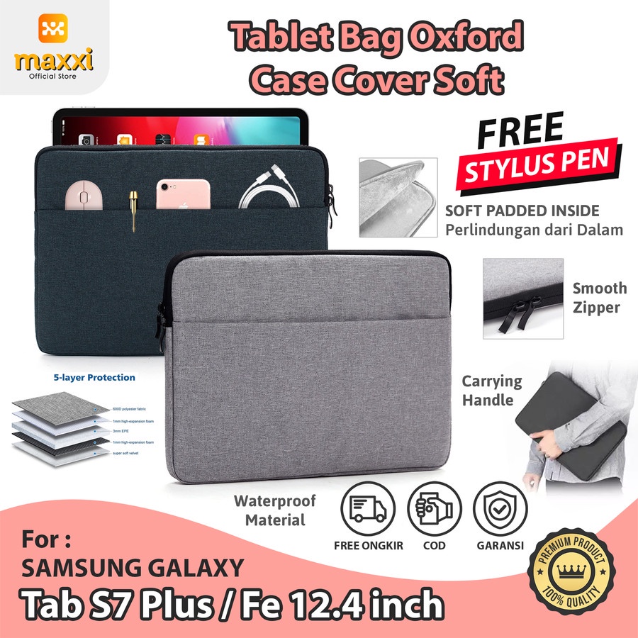 Jual Samsung Tab S7 Plus Fe 12.4 inch Tas Tablet Sleeve Case Cover Soft