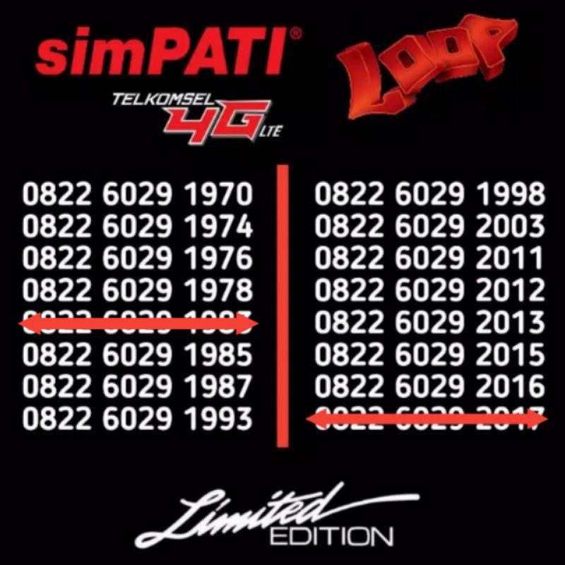 NOMOR CANTIK SIMPATI LOOP TAHUN LAHIR 1976 1978 1983 1985 1987 1993 1998 2003 2011 2012 2013 2015