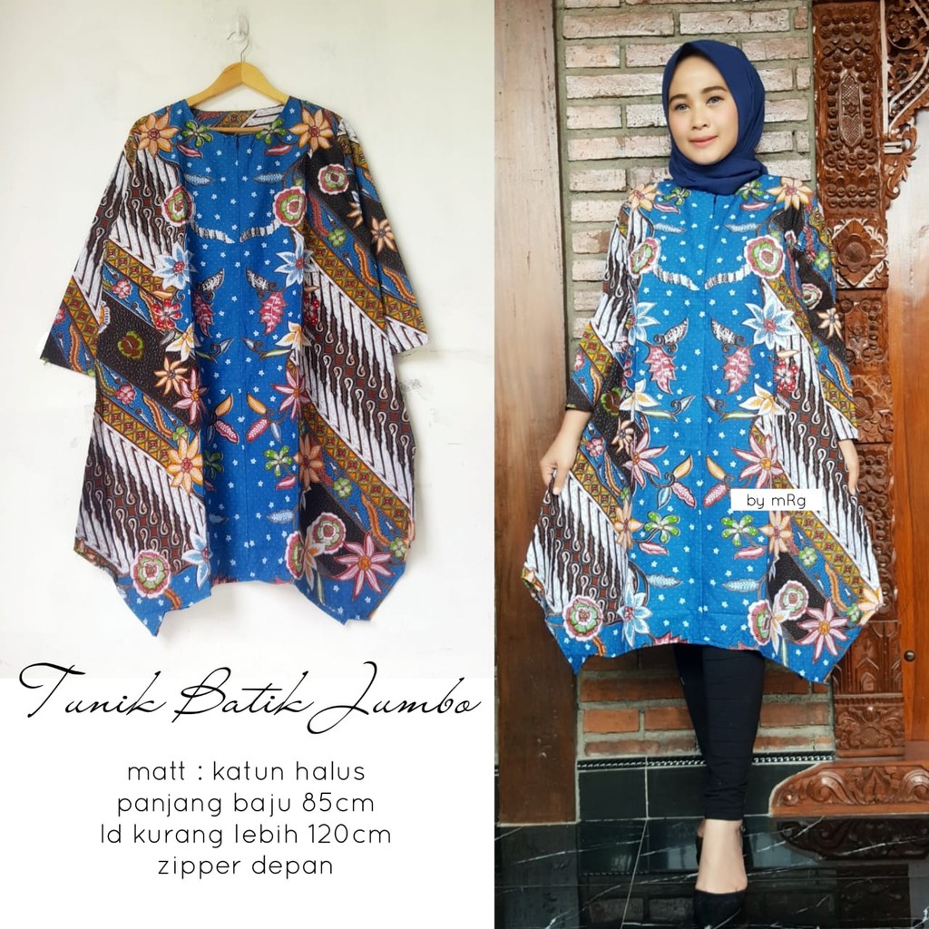 BUSANA BATIK MUSLIMAH,TUNIK BATIK JUMBO,ATASAN BATIK JUMBO,TUNIK BATIK BIG SIZE