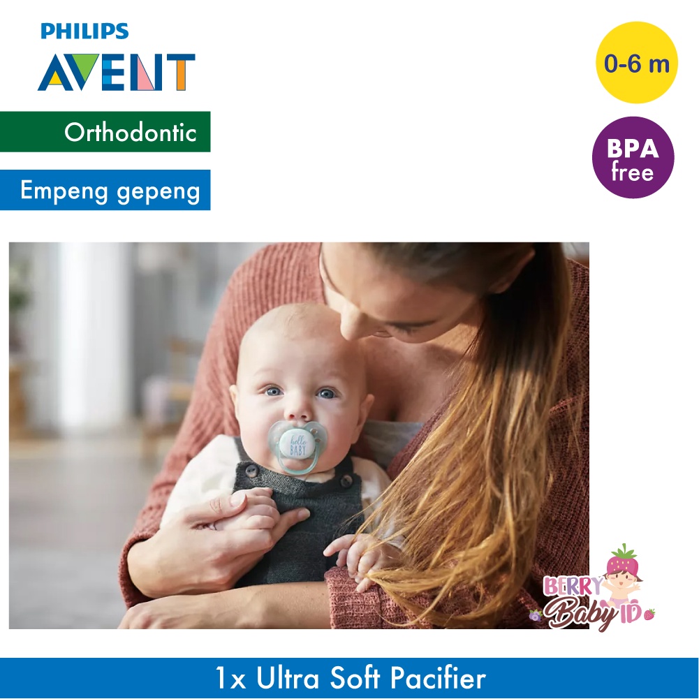 Philips Avent Soother Soft Single Pacifier Empeng Bayi 0-6m 6-18m Berry Mart