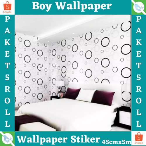 TERBARU PROMO MENARIK - PAKET WALLSTIKER 5ROLL ( BUY 4 GET 1 FREE ) WALLPAPER RUANG TAMU KAMAR TIDUR MOTIF POLKADOT GH006 MODERN