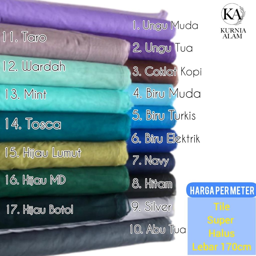 Soft Tulle Meteran Polos Halus Kain Tile Warna Sage Green Lilac Trend 2022 METER Bahan Gamis Wanita 