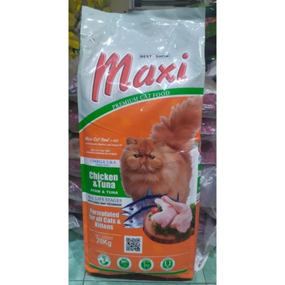 makanan kucing maxi cat kitten &amp; adult 20kg (GRAB) MAXI CHICKEN TUNA