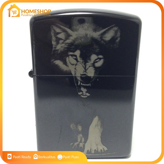 Korek Api Lighter Zippo Black Ice Wolf Bonus Box Exclusive