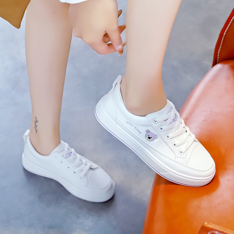 Sepatu Sneakers Putih Bear Sneaker Viral Import Kekinian Anak Muda Spatu Full White SP-187