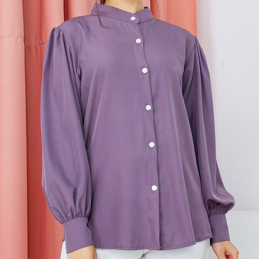 WANITA FASHION PEGGYA ATASAN KEMEJA WANITA BLOUSE-NUDE