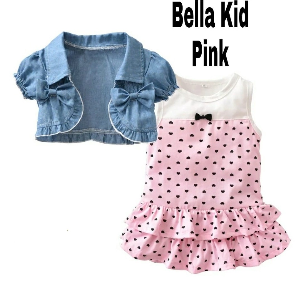 Dress Anak Bella Kid Set Rompi Soft Jeans Free Size Usia 3-5 Tahun/ Fashion Anak Perempuan