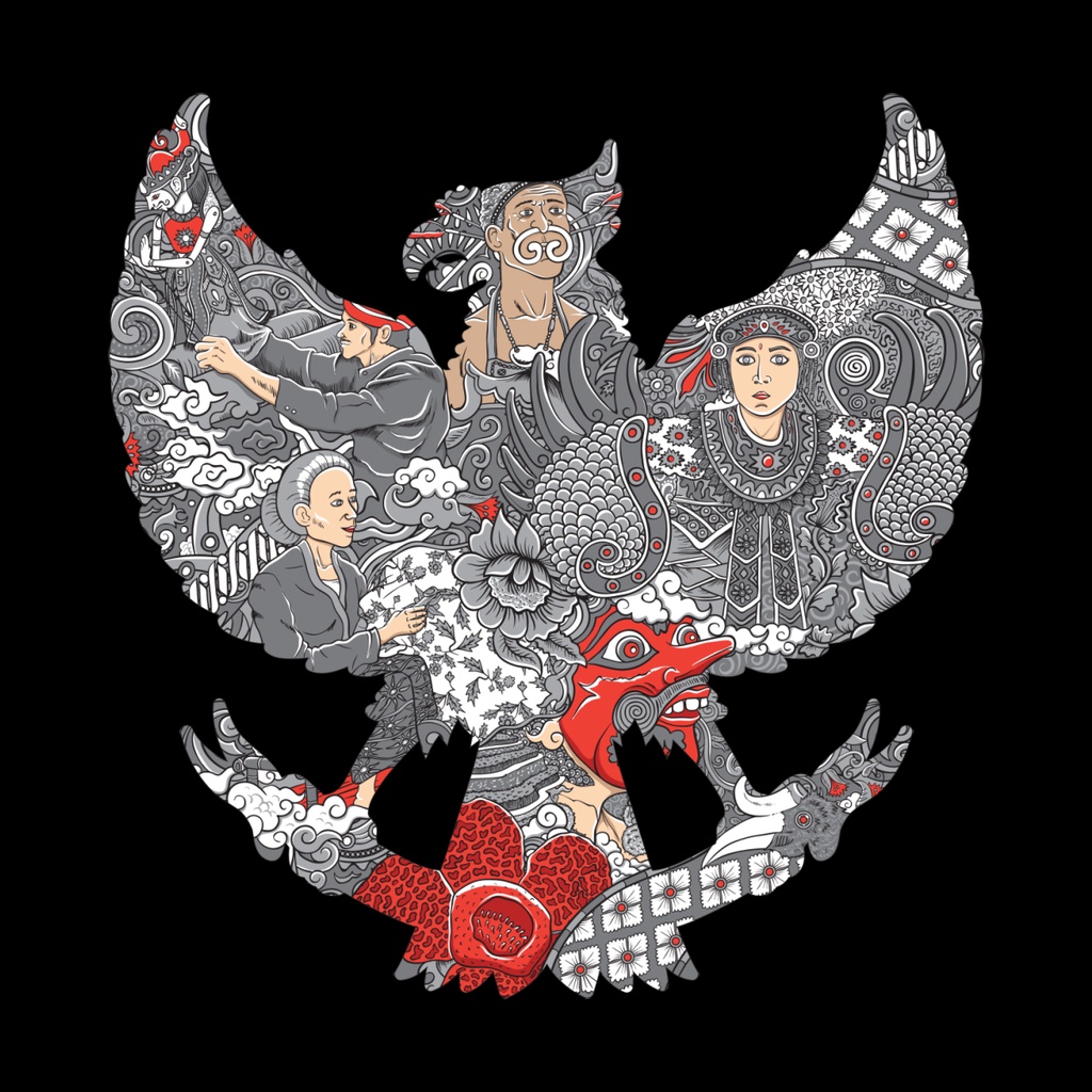 Kaos Oblong Pria Lengan Pendek Gambar Garuda Batik